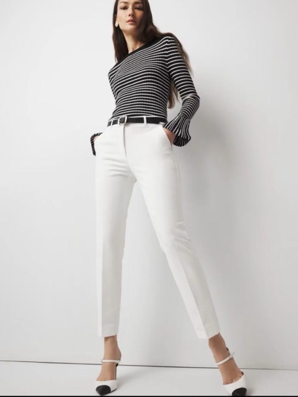 NWT WHBM The Slim Elle Ankle Pant in Ecru